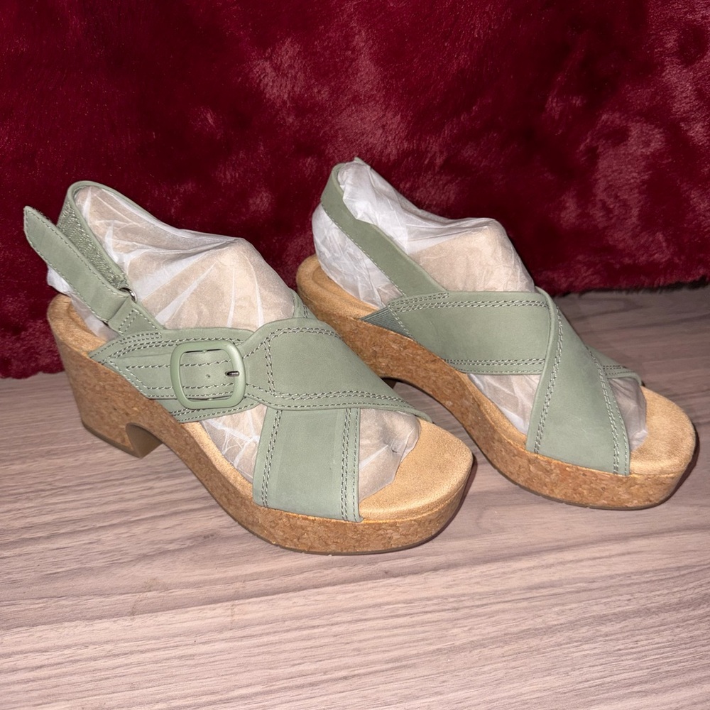 Clarks Green Mules Comfortable and Stylish Footwear